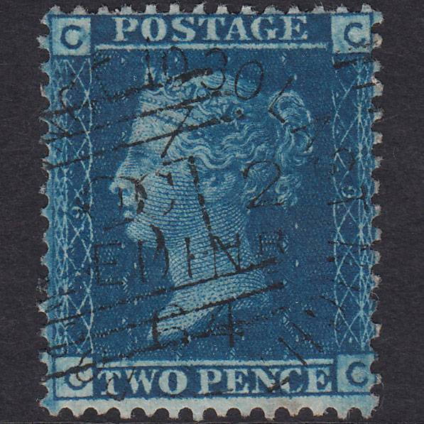 GB QV 1858 2d Blue (Plate 9) SG45-G2 CC VFU Since 1030 Last Night Pmk