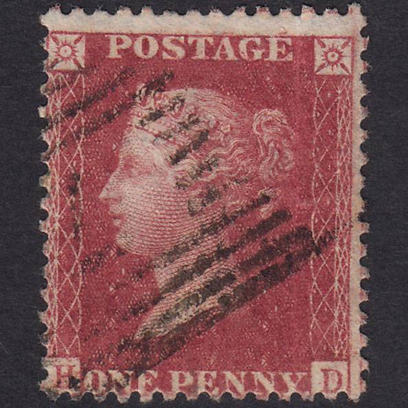 GB QV 1857 1d Rose-red (Plate 56) SG40-C10(1) HD GU Alloa 7 Corrosion Marks