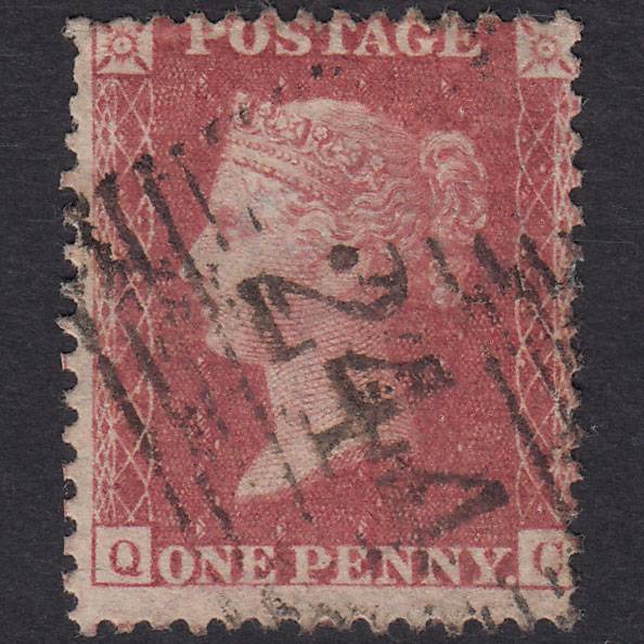 GB QV 1857 1d Rose-red (Plate 46) SG40-C10(1) QC FU Paisley 277 Misperf