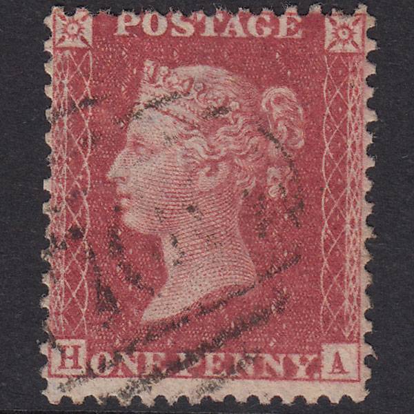 GB QV 1857 1d Plate 55 SG40-C10(1) Constant Variety HA FU Light Cancel