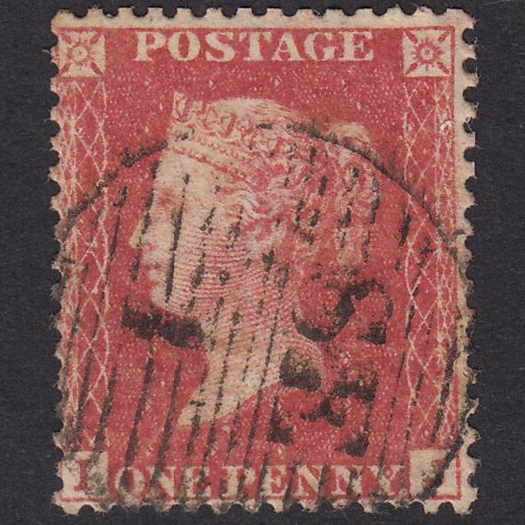 GB QV 1854 1d Red-Brown Plate 197 SG17-C1(1) BI GU London Is 41
