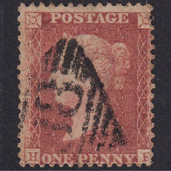 GB QV 1857 1d Rose-Red Plate 59 SG40-C10(1) HE GU Ireland