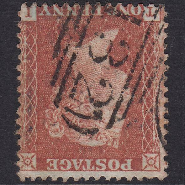 GB QV 1856 1d Red-Brown Plate 28 SG29-C8(1) Wmk Inv TI FU Brighton 132