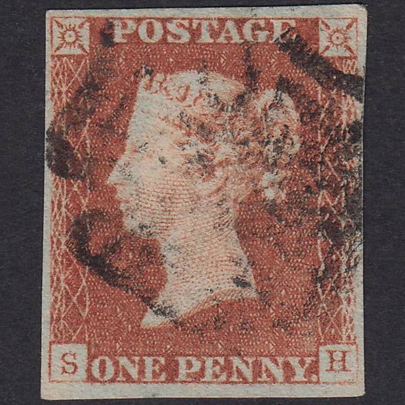 GB QV 1841 1d Red-Brown Pl 22 SG8-B1(1) SH GU Missing Imprimatur 4M MX