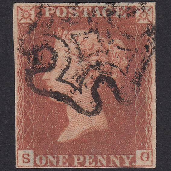 GB QV 1841 1d Red-Brown Plate 22 SG8-B1(1) SG FU Missing Imprimatur 4M MX