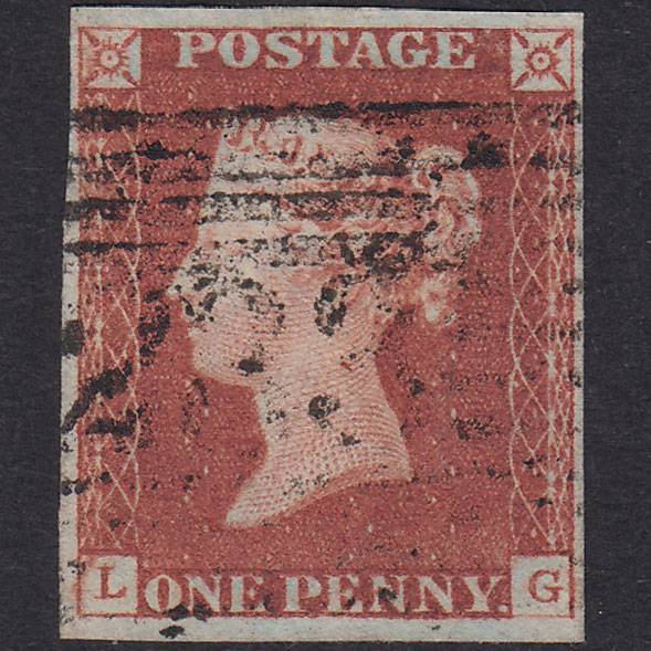 GB QV 1841 1d Red-Brown Plate 76 SG8-B1(1) LG VFU 4 Margins Lockerbie 233