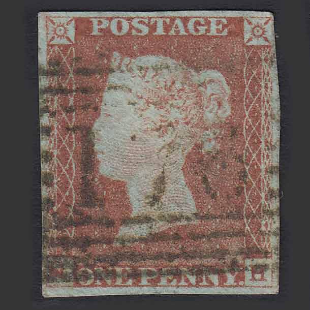 GB QV 1841 1d Red-brown (Plate 80) SG8-B1(1) QH GU Brown Helensburgh 176 nr 4M
