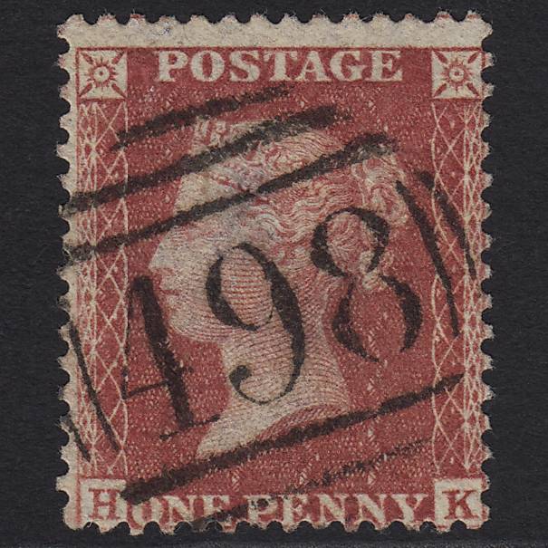 GB QV 1857 1d (Plate 36) SG40-C10(1) HK FU Manchester 498 Missing Imprimatur