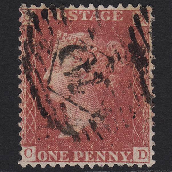 GB QV 1857 1d Rose-red (Plate 52) SG40-C10(1) CD GU London IS Cancel