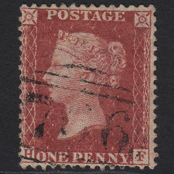 GB QV 1857 1d Deep Rose-red (Plate 55) SG41-C10(4) HF GU Swindon 766