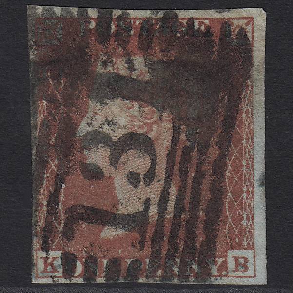 GB QV 1841 1d Red-brown (Plate 168) SG8-B2(1) KB GU Edinburgh 131 4 Margins