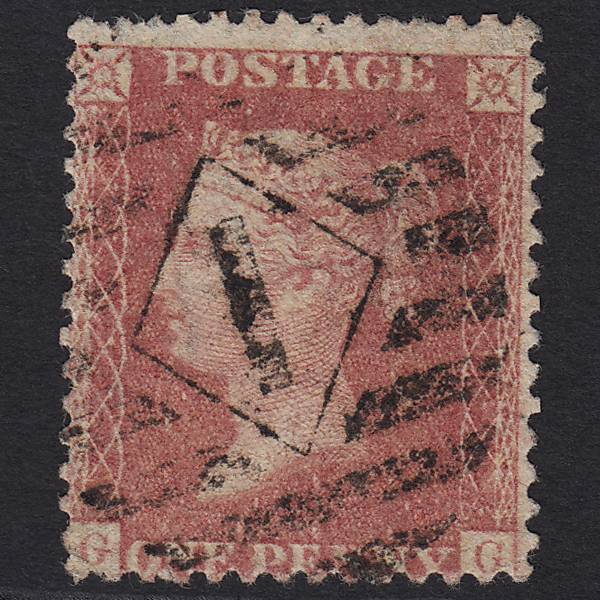 GB QV 1857 1d Pale Rose (Plate 66) SG39-C10(3) GC GU London IS 1