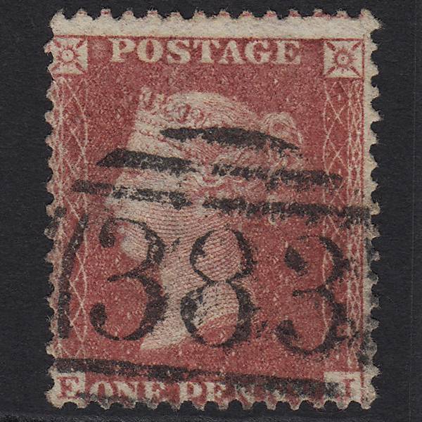 GB QV 1857 1d Rose-red (Plate 52) SG40-C10(1) EJ FU Hull 383