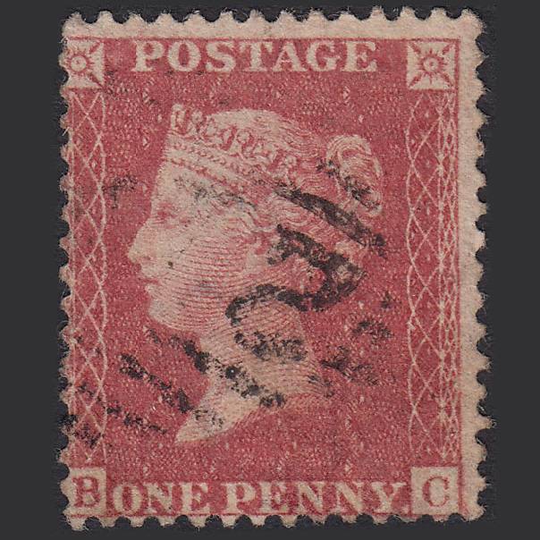 GB QV 1857 1d Rose-red (Plate 46) SG40-C10(1) BC FU Ireland