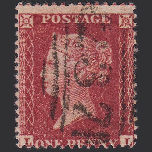 GB QV 1857 1d Deep Rose-red (Plate 46) SG41-C10(4) LL FU Dartmouth 237 Misperf