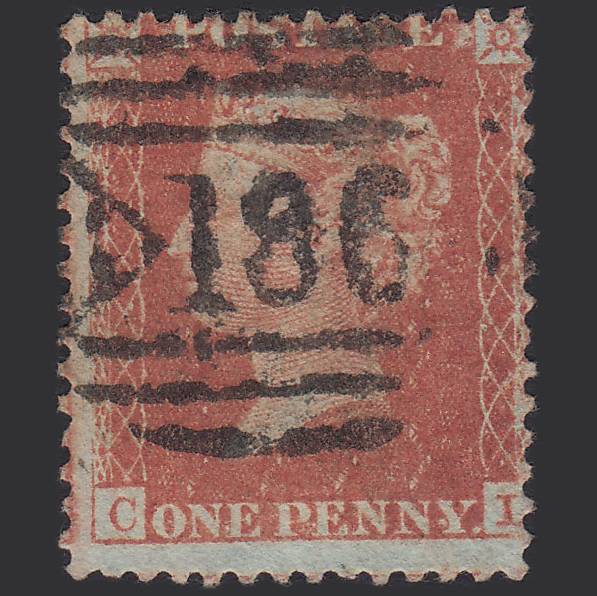 GB QV 1856 1d Red-brown (Plate 35) SG29-C8(1) CL FU Dublin 186 Irish Spoon