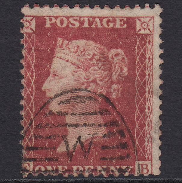 GB QV 1857 1d (Plate 59) SG40-C10(1) EB FU London D&S Cancel Misperf