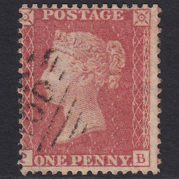 GB QV 1857 1d Pale Rose (Plate 59) SG39-C10(3) PB FU Dublin 186 Misperf