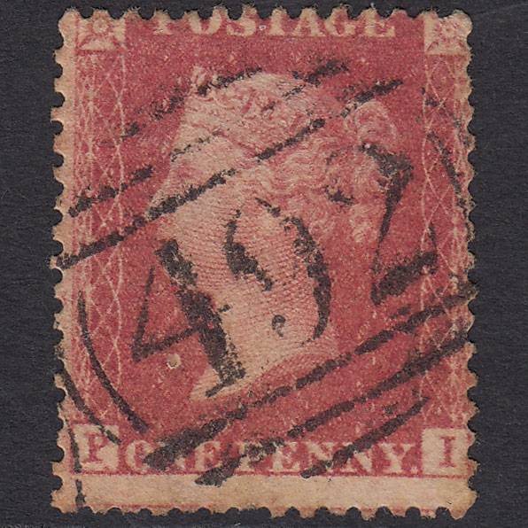 GB QV 1857 1d Rose-red (Plate 55) SG40-C10(1) PI GU Maidenhead 492