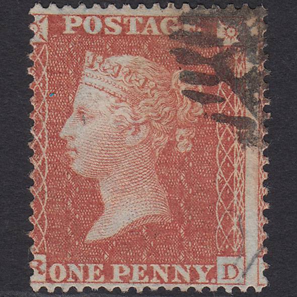 GB QV 1855 1d Yellow-brown (Plate 6) SG24-C3(5) RD VFU London Misperf
