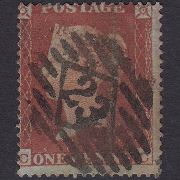 GB QV 1854 1d Red-brown (Plate 166) SG17-C1(1) CC GU London IS 23