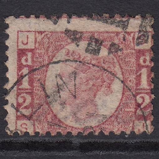 GB QV 1870 1/2d Rose-red (Plate 6) SG48-G4 SJ FU Dublin 186 Misperf