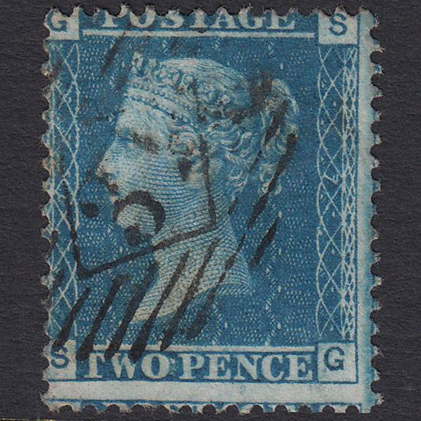 GB QV 1858 2d Blue (Plate 7) SG45-G2 SG FU London IS 31 Misperf