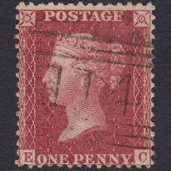 GB QV 1857 1d Rose-red (Plate 34) SG40-C10(1) EC FU Dundee 114