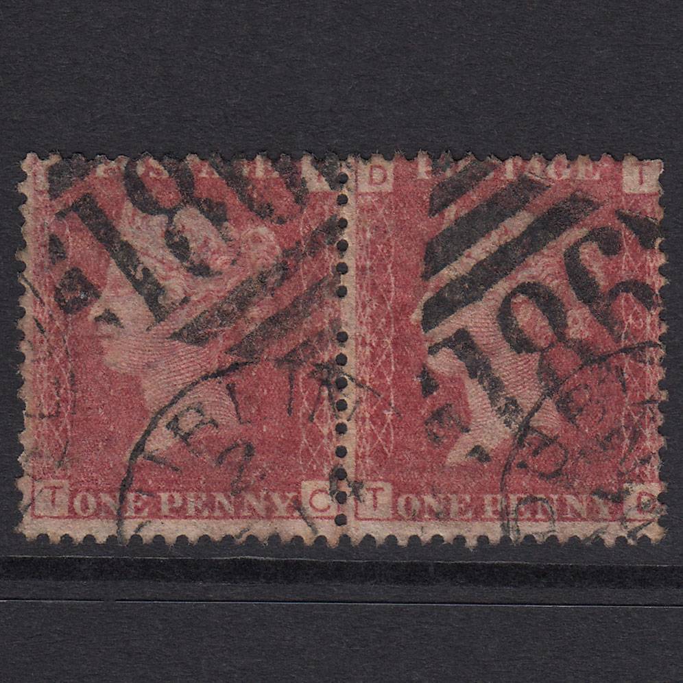 GB QV 1864 1d (Plate 127) SG44-G1(2) TC-TD GU Dublin 186 Blind Perf