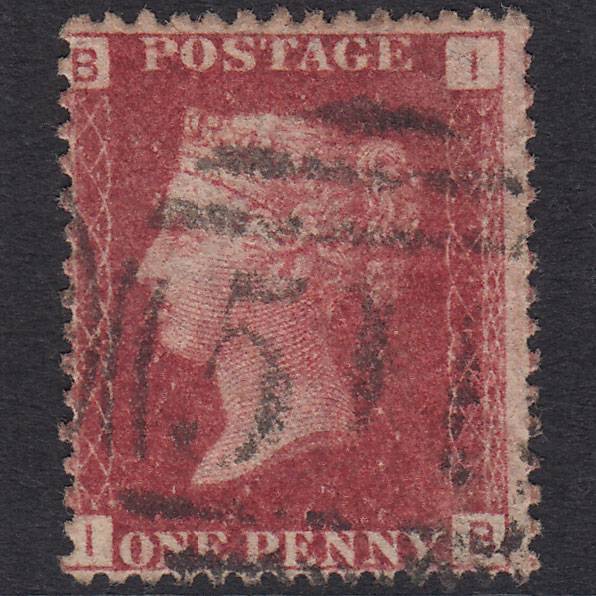 GB QV 1864 1d Lake-red SG44-G1(2) IB FU Market Harborough 511 Misperf