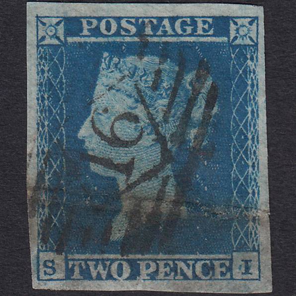 GB QV 1841 2d Blue (Plate 4) SG14-E1(2) SI GU 4 Margins London IS 16