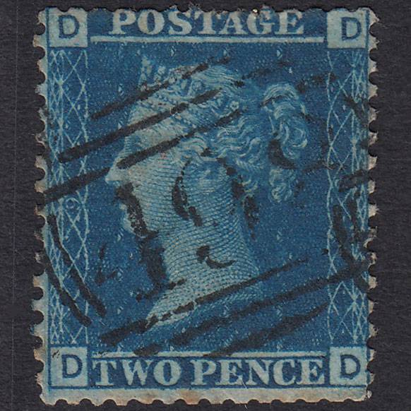 GB QV 1858 2d Blue (Plate 9) SG45-G2 Ivory Head DD GU Manchester 498