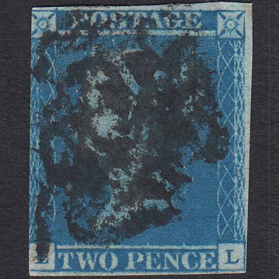 GB QV 1841 2d Blue (Plate 3) SG14-E1(2) LL GU 3 Margins Maltese Cross