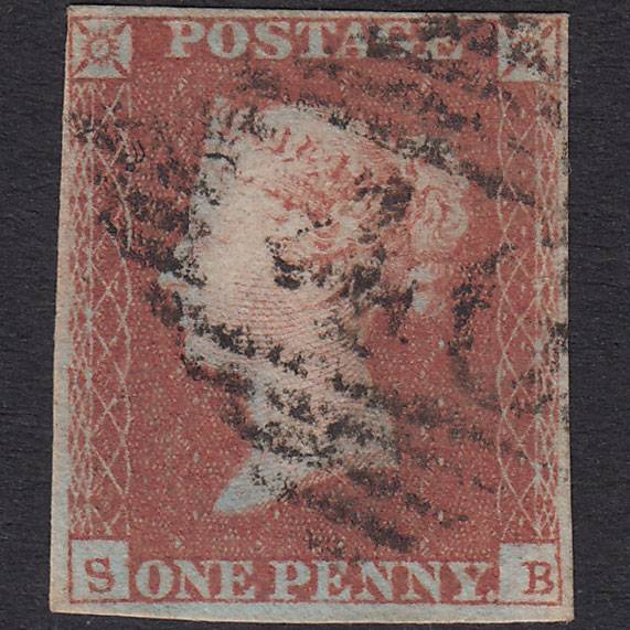 GB QV 1841 1d Red-Brown Plate 99 SG8-B1(1) SB FU Ballymena 46