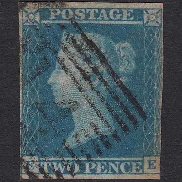GB QV 1841 2d Blue Plate 3 SG14-E1(2) EE GU 3 Margins Dundee 114
