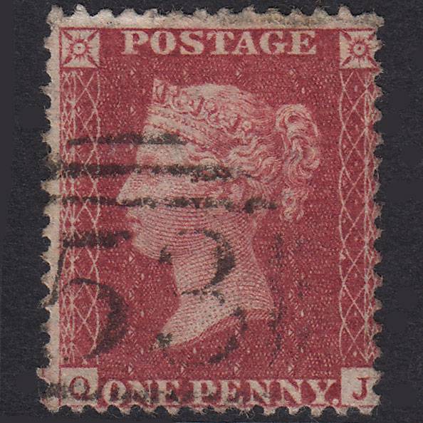 GB QV 1857 1d Deep Rose-Red Plate 36 SG41-C10(2) QJ FU Bath 53