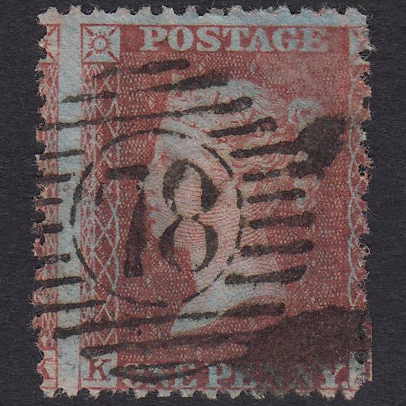 GB QV 1855 1d Red-Brown Plate 16 SGC6(1) KL GU London D&S Cancel