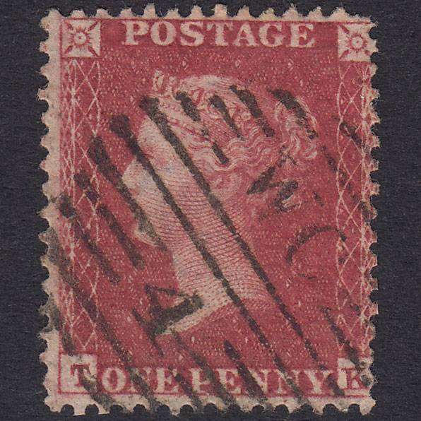GB QV 1857 1d Rose-Red Plate 36 SG40-C10(1) TK FU London D&S Wc4