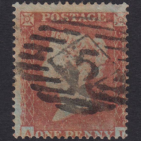 GB QV 1854 1d Red-Brown Plate 166 SG17-C1(1) AL GU London IS 5