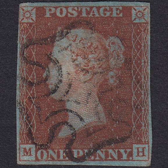 GB QV 1841 1d Red-Brown Plate 8 SG7-A2 MH FU Nr 4M MX Highly Blued!