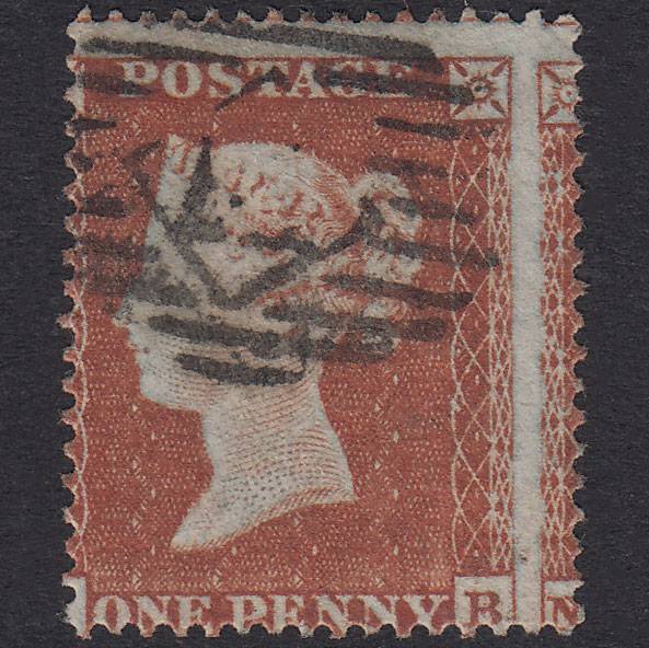 GB QV 1854 1d Red-Brown Pl 189 SG17-C1(1) NB FU London Large Misperf
