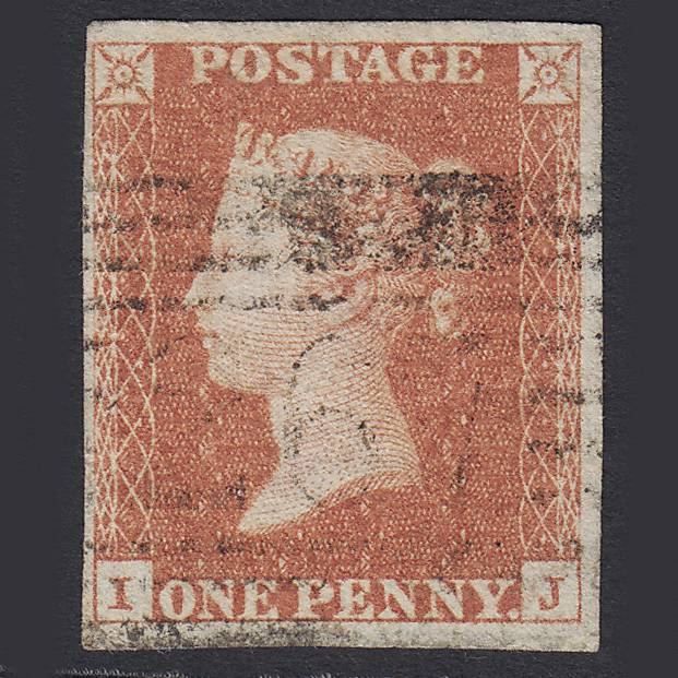 GB QV 1841 1d Penny Red-brown (Plate 99) SG8 IJ FU New Deer (267) 4M Imperf