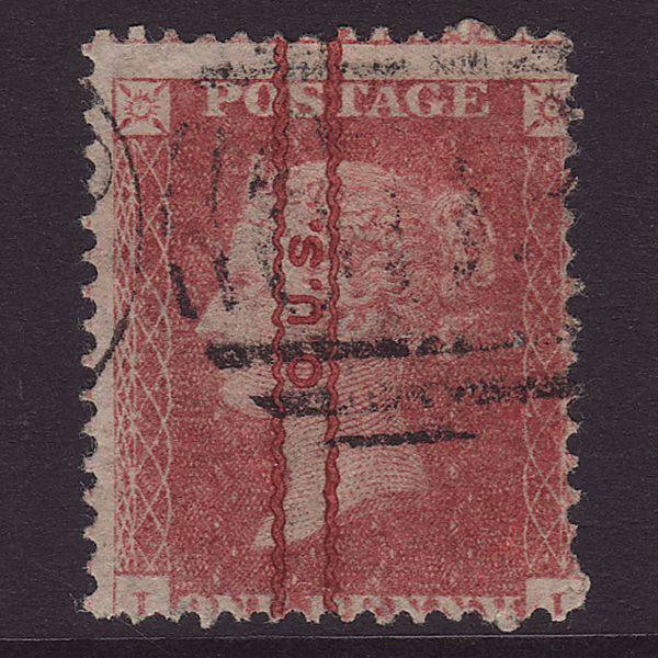 GB QV 1857 1d Penny Rose-red SG40 VFU Ous Opt Pp148