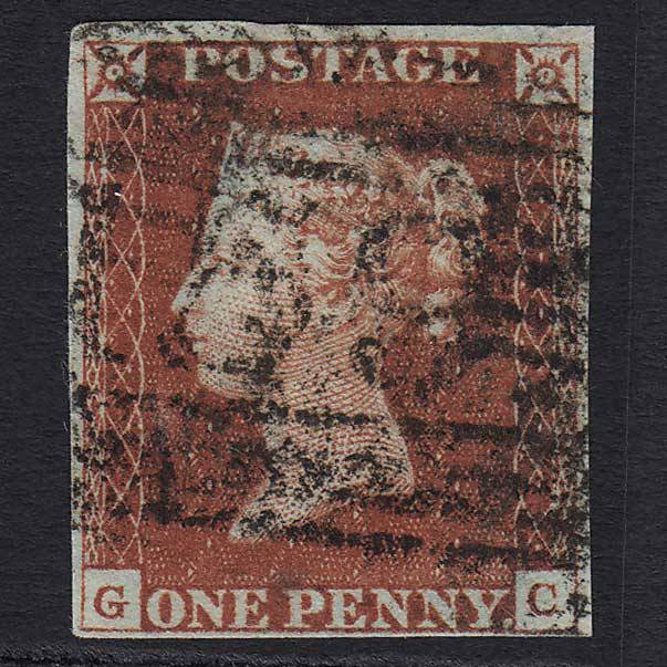 GB QV 1841 1d Red-brown (Plate 57) (SG8) 'GC' GU Glasgow (159) 4 Margins