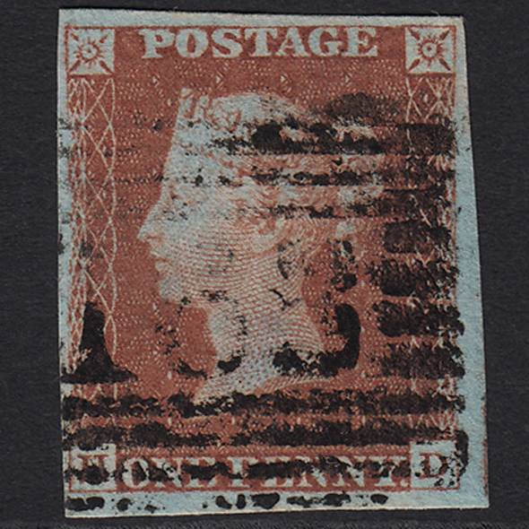 GB QV 1841 1d Red-brown (Plate 63) SG8-B1(1) HD FU Greenock 163 4M Imperf