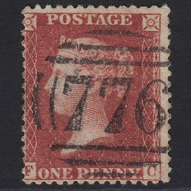 GB QV 1857 1d Rose-red (Plate 43) SG40-C10(1) FC FU Taunton 776