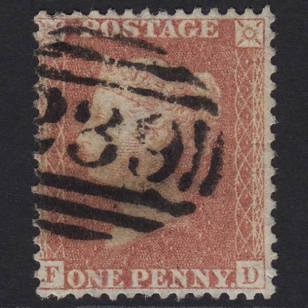 GB QV 1857 1d Rose-red (Plate 59) SG40-C10(1) FD FU Dawlish 239