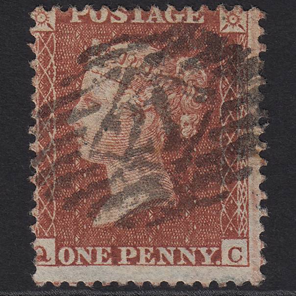 GB QV 1855 1d Red-brown (Plate 4) C6(1) QC FU London IS 21