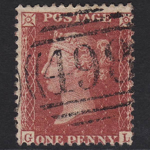 GB QV 1857 1d Rose-red (Plate 57) SG40-C10(1) GL FU Manchester 498