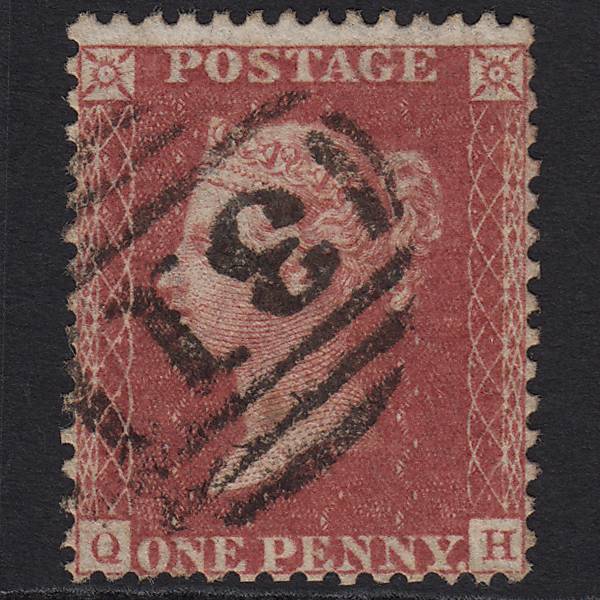 GB QV 1857 1d Rose-red (Plate 62) SG40-C10(1) QH FU Glastonbury 311